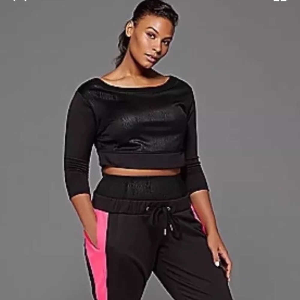Lane Bryant Black Sophie Crop Sweatshirt 22 24